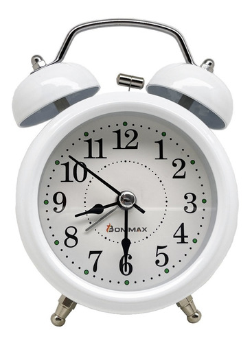 Reloj de mesa   analógico Bommax Relógio Despertador De Mesa Analógico Retrô Decoração enfeite bonito alarme  color blanco 