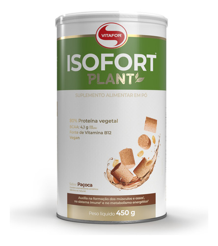 Whey Isolado Vegan Isofort Plant 450g Sabor Paçoca - Vitafor