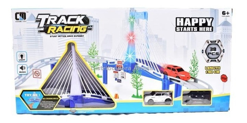 Electronic Racing Track Car Rail Pista De Autos 38 Piezas