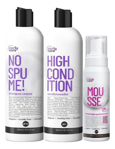 Kit Curly Care No Spume E Condicionador E Mousse (3 Itens)