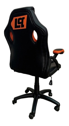 Imagen 2 de 2 de Silla de escritorio Lüsqtoff SGL100-9 gamer ergonómica negra y naranja con tapizado de cuero sintético