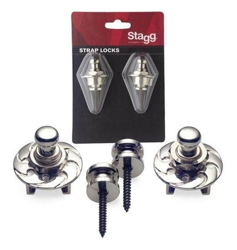 Set Traba Correa Stagg Ssl1cr Cromado Strap Lock Leomusic