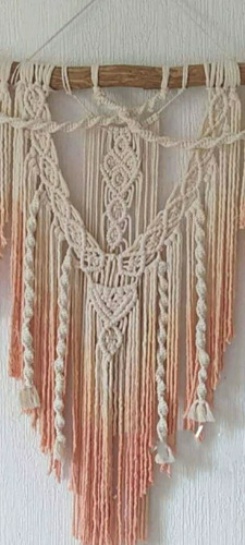 Tapiz Decoracion Hogar Colgante De Pared Boho Tulum Macrame Beige Liso