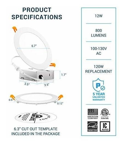 Lampara Downlight Panel Led Regulable 6 Pled Pdn12w5k