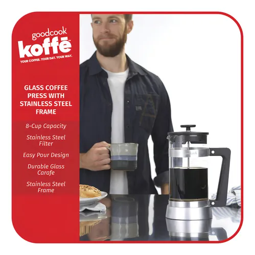 Goodcook Koffe - Prensa De Café De Vidrio Para 8 Tazas Con. Color Glass