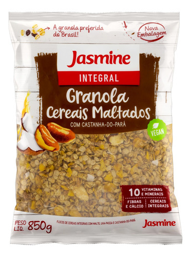 Granola Jasmine Integral cereais maltados sem glúten em pacote 850 g