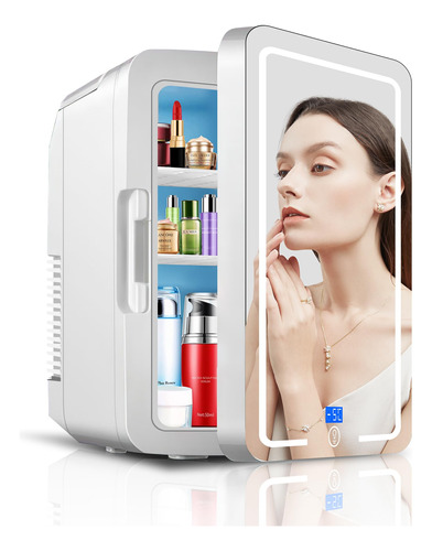 Mini Refrigerador De Maquillaje Con Luz Led Y Espejo, 12 Lit