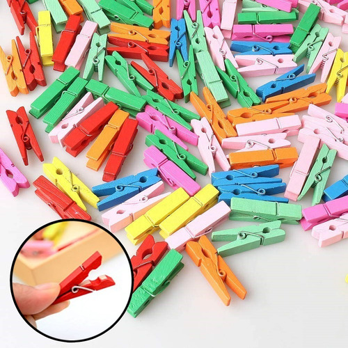 Mini Broches De Colores Madera 2.5 Cm X 100u Decoracion