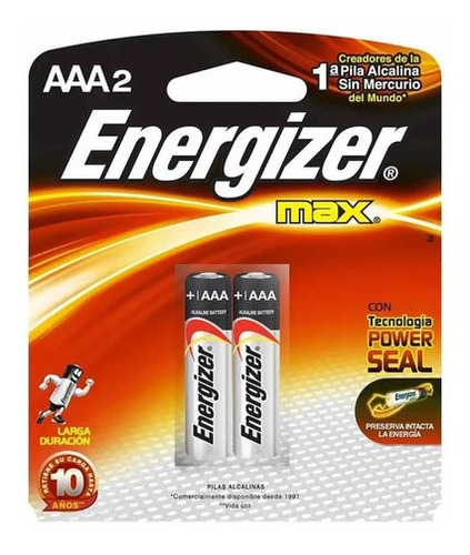 Par Bateria Pila Energizer Alcalina Aaa X2 Max Mayor Duracio