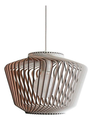 Lampara Colgante 1 Luz Bombay Blanco Madera Deco Apto E27 Ln