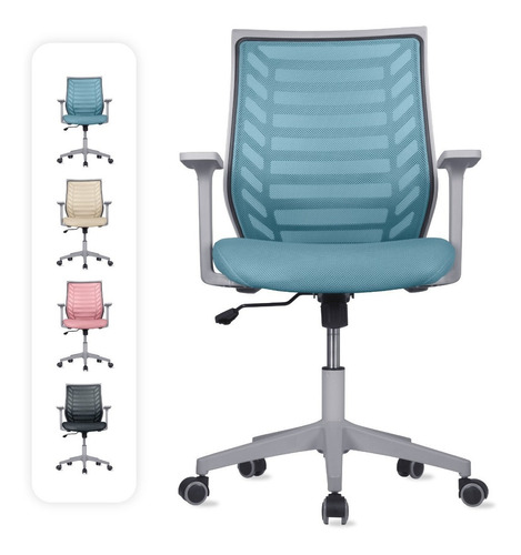 Silla Oficina Estelar, Ejecutiva De Escritorio Ergonómica Color Azul Cerúleo, Silla Premium con Reclinacion y Altura Ajustable, Desplazamiento Suave,Sin Ruido y Resistente