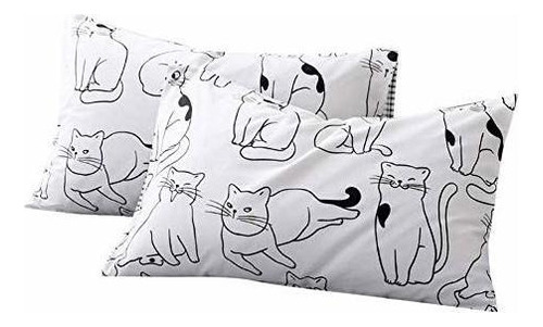 Fendie - Fundas De Almohada Con Estampado De Gato, Tama