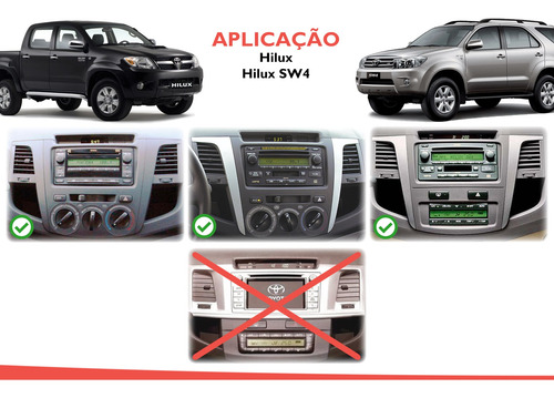 Imagem 5 de 8 de Moldura Painel 2 Din Multimidia Dvd Mp5 Etios Corolla 03/08 Sw4 Hilux 05/11 Preto