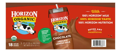 Horizon, Organic Chocolate Lowfat Milk 236ml Importada!