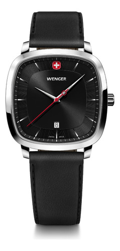 Wenger Reloj Vintage Classic 37 Mm, Negro Para Caballero Color del bisel Plateado