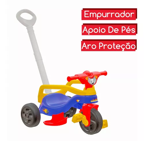 Triciclo Motoca Infantil Fast Velocipe Proteção E Empurrador