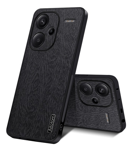For Redmi Note 13 Pro+ 5g Wood Pattern Slim Hard Back Case