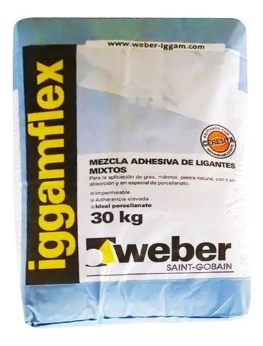Pegamento Para Porcellanato Iggamflex X 30 Kg Weber - Mm