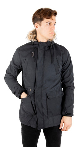 Imagen 2 de 4 de Campera Hombre Parka Abrigo Capucha Con Pelo Y Reguladores