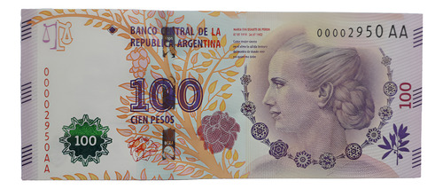Billete 100 Pesos Eva - 3er. Millar Serie Aa Sin Circular
