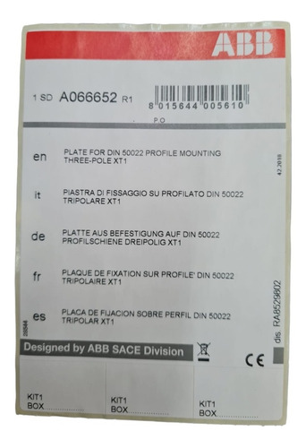 Placa Fijación Interruptor Magnético Para Riel Din Abb Xt1