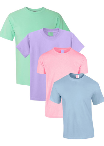 Set 4 Playeras Tshirt Colores Pastel Vivido Trendy Fashion 