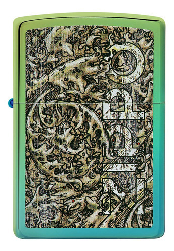Zippo Inserto De Bolsillo Verde Azulado Con Diseo De Fili