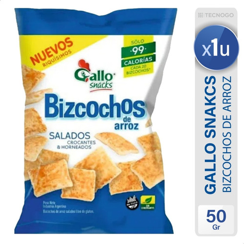 Imagen 1 de 7 de Bizcochos Arroz Gallo Snacks Salados Sin Tacc - Mejor Precio