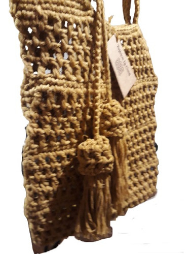 Bolsa De Red Hilo Crochet Ocre / Artesanal Tlc54b