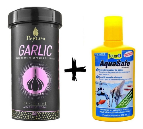 Kit Ração Poytara Garlic 90g + Tetra Aquasafe 250ml