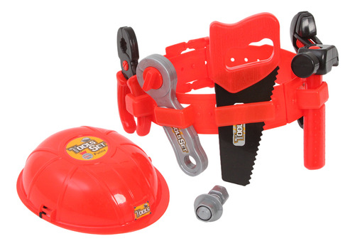 Brinquedo Kit De Ferramentas Infantil Cinto Capacete 9 Peças