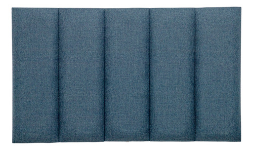 Cabeceira Solteiro Modelar Casa Estofada Modular Ripada Adesiva com 5 Placas 60x20 Medida Montada 100x60cm na Cor Linho Azul