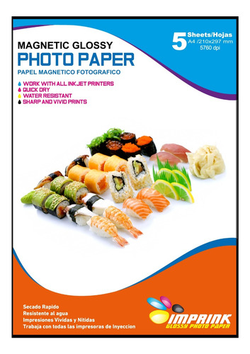 Papel Fotográfico Magnético (iman) A4/5 Hjs Envio Gratis X5u