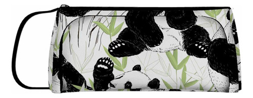 Estuche Para Lápices Nicokee Black White Panda Animal Bamboo