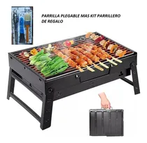 Comprar Combo Parrilla Plegable Portatil + Kit Parrillero De Regalo
