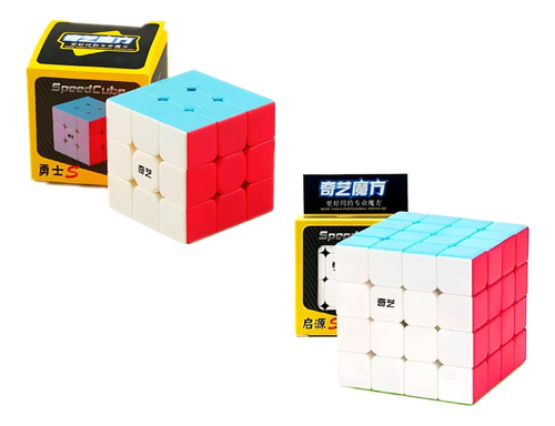 Combo Cubo Rubik Qiyi Stickerless Speed 3x3 Y 4x4
