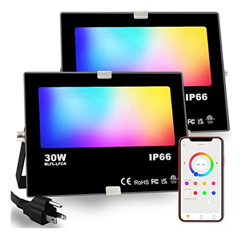 Proyector Led Rgb Hekee Para Exteriores De 30 W, Bluetooth C