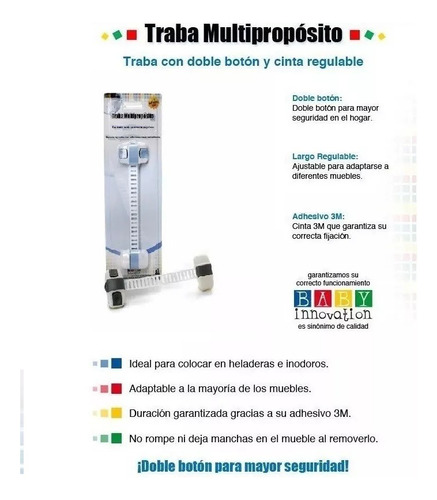 Imagen 3 de 4 de Traba Multiproposito Regulable Puertas Heladera Y Ventanas