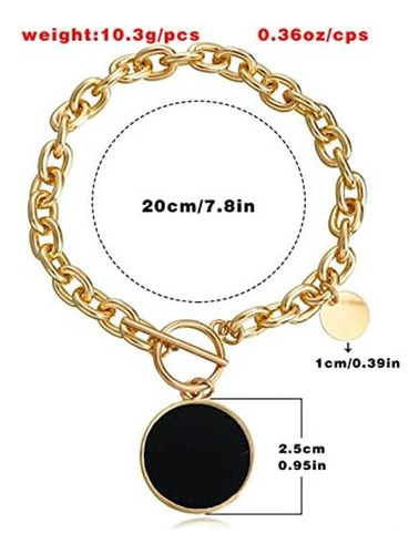 Pulsera De Cadena Gruesa Zeshimb, Cadena De Eslabones Dorado