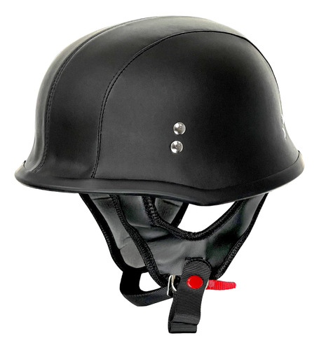 Outlaw Helmets T99 Medio Casco De Cuero Negro Estilo Alemá.