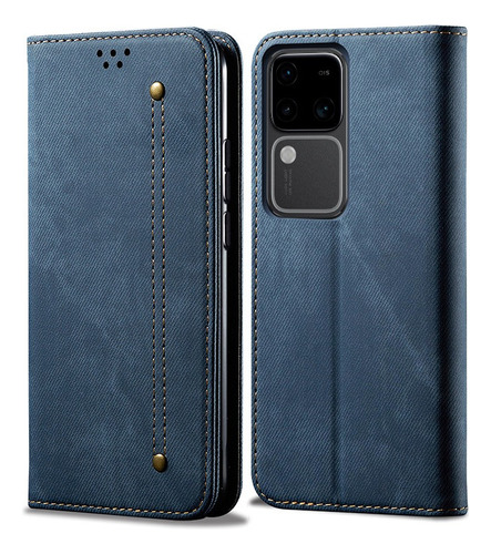 For Vivo V30 5g Denim Wallet Credit Card Slot Holder Case