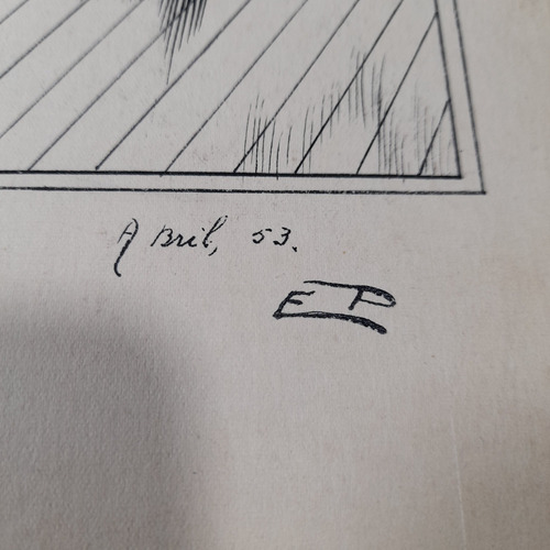 Imagem 3 de 7 de Pintura Desenho Bico De Pena Nanquim Datado 1953 Antigo