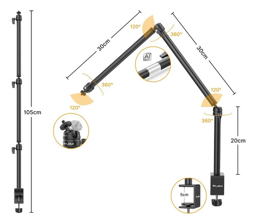 Braço Mágico Câmera Dslr Para Mesa Flexível Articulável Ls08