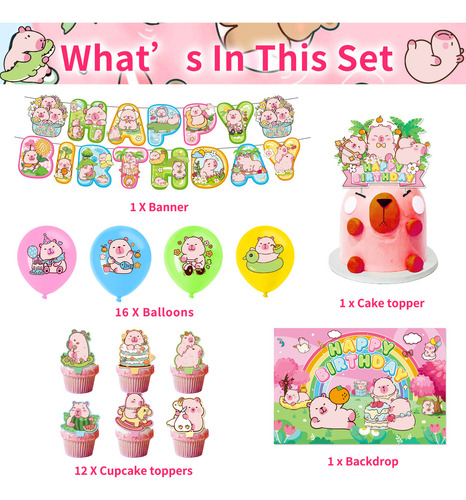 Set Fondo Globos Capibara De Decoración Para Fiestas 31pcs TM