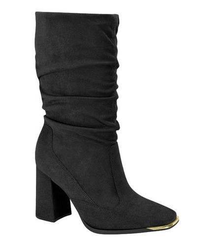 Bota Feminina Vizzano Salto Grosso Canomédio Slouchy Camurça