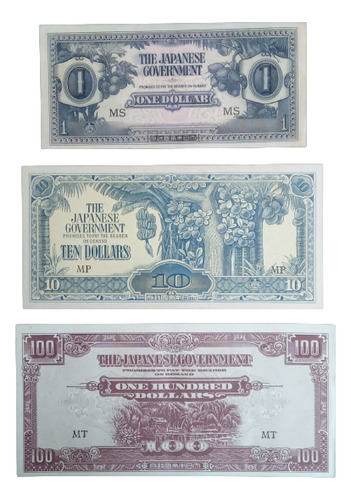 Cédulas Malasya Britânica 1/10/100 Dólares 