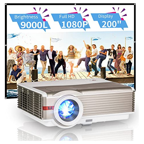 Zcgiobn Proyector Led 9000lm, Full Hd 1080p,