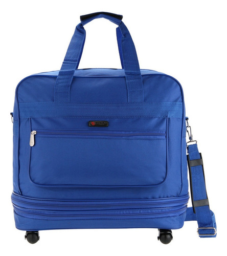 Bolsa Viagem Rodinha Masculina Feminina Expansiva Grande Cor Azul Lisa