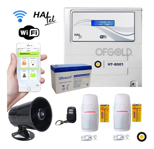 Kit Alarma Inalámbrica Wifi App Sirena Casa Haltel Ht-8001