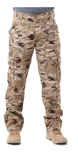 Calça Militar Cronos 08 Bolsos Reforçada Camuflada Rip Stop